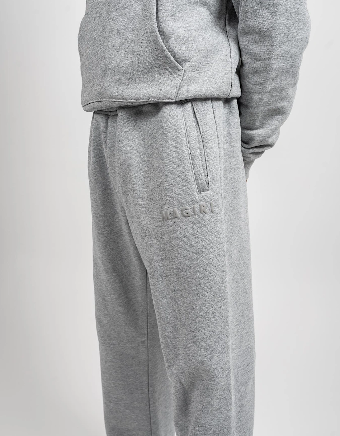 Core Puff Printed Logo Hoodie & Joggers Tracksuit in Grey