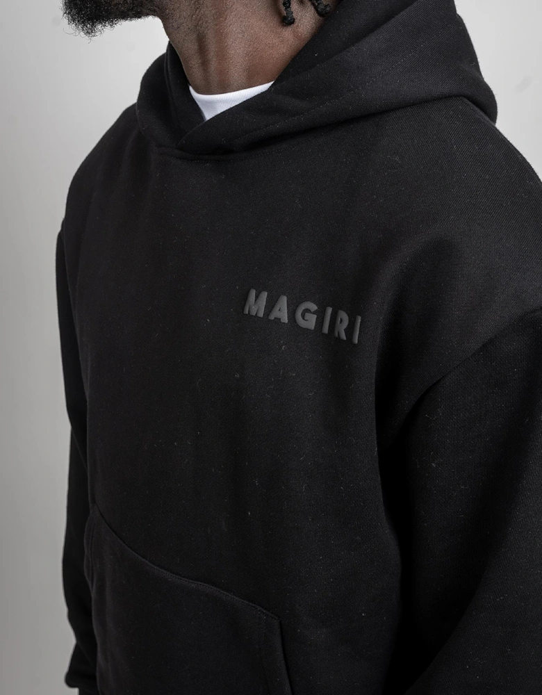 Core Puff Printed Hoodie in Black