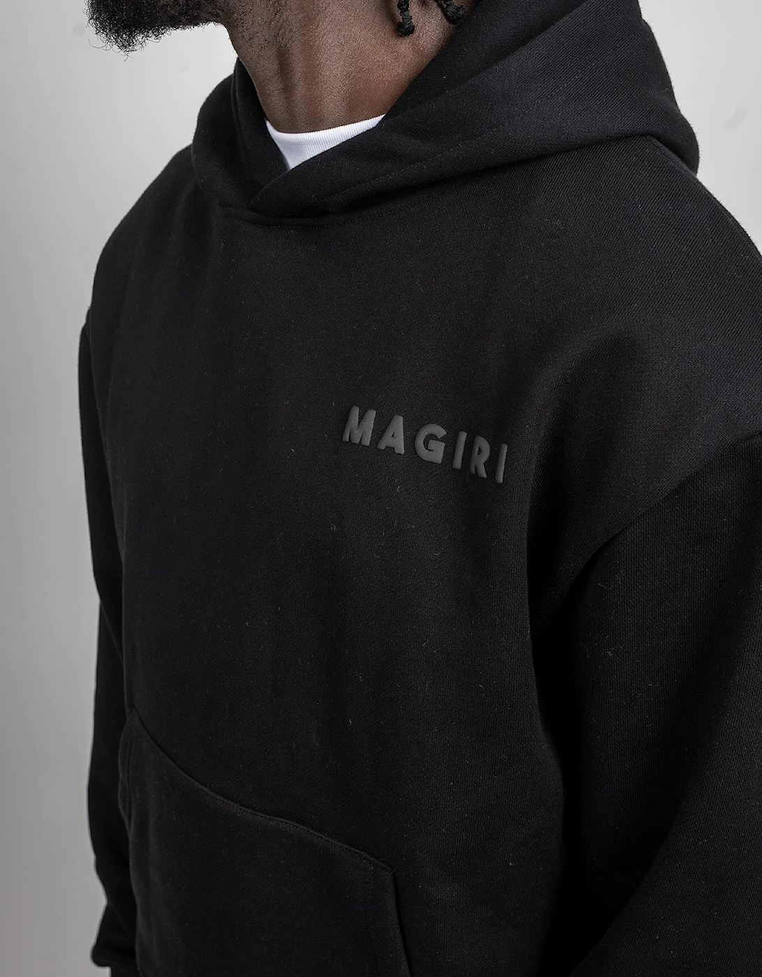 Core Puff Printed Hoodie in Black