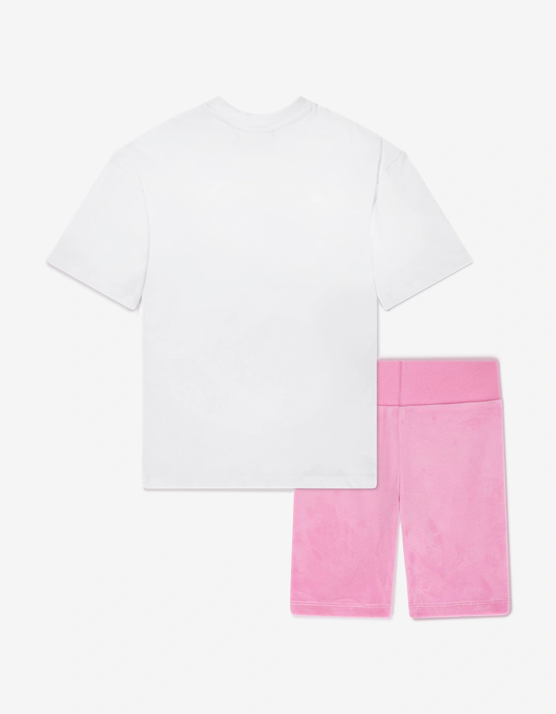 Girls T-Shirt and Velour Cycling Short Set in Pink