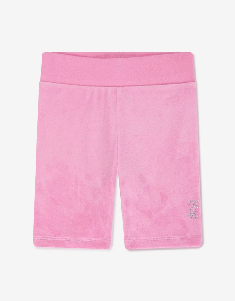Girls T-Shirt and Velour Cycling Short Set in Pink