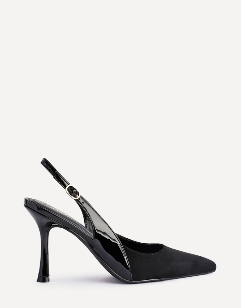 Wink Black Faux Suede Two Tone Court Heel