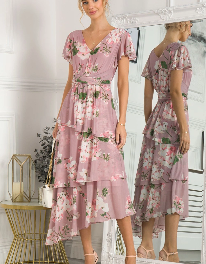 Elodie Tiered Mesh Maxi Dress