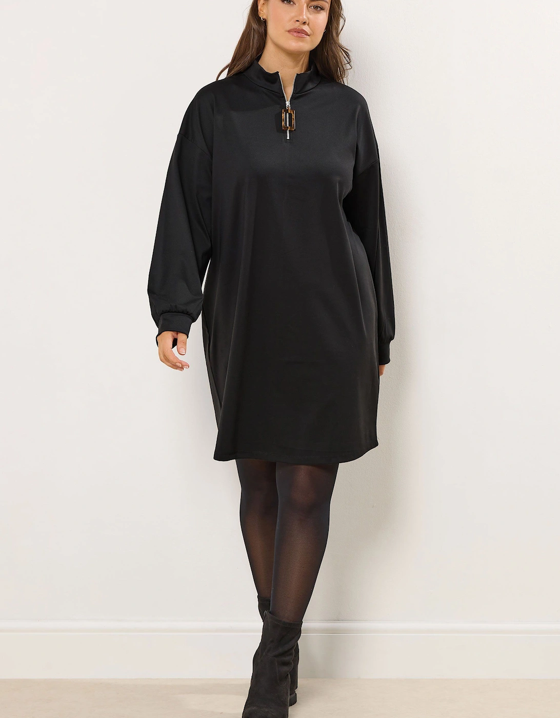 Zip Neck Mini Jumper Dress, 2 of 1