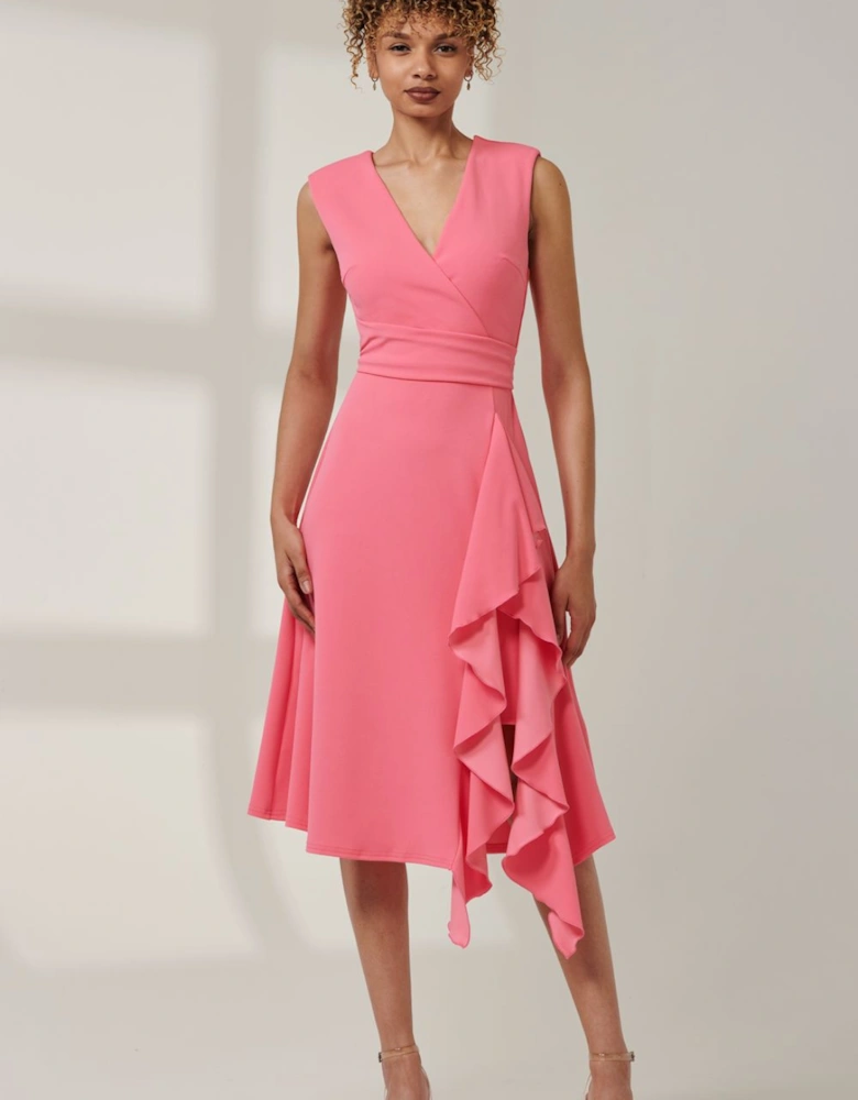 Qiana Ruffle Detail Midi Dress