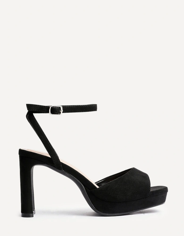 Diva Black Faux Suede Platform High Heels
