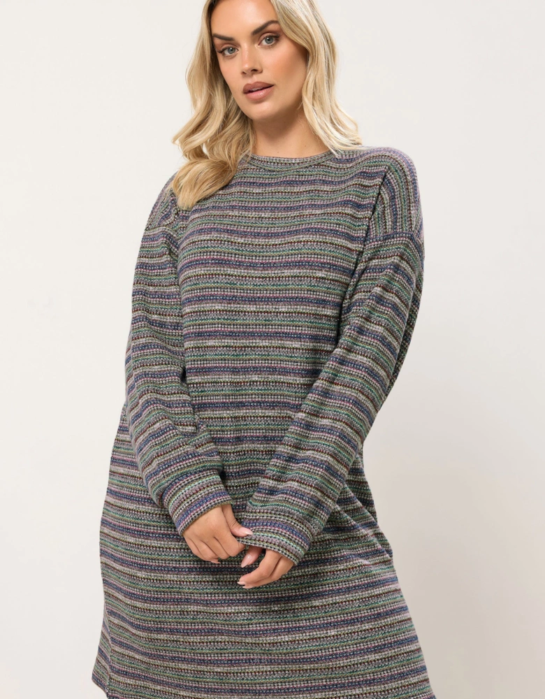 Textured Stripe Jumper Dress