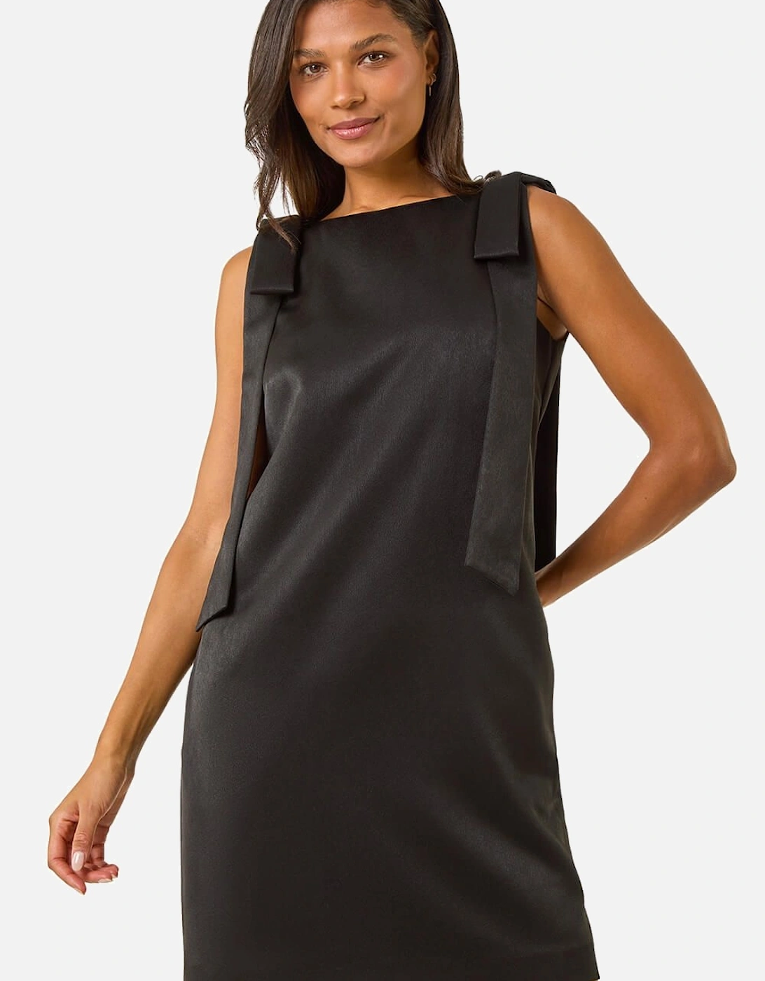 Satin Bow Detail Shift Dress, 2 of 1