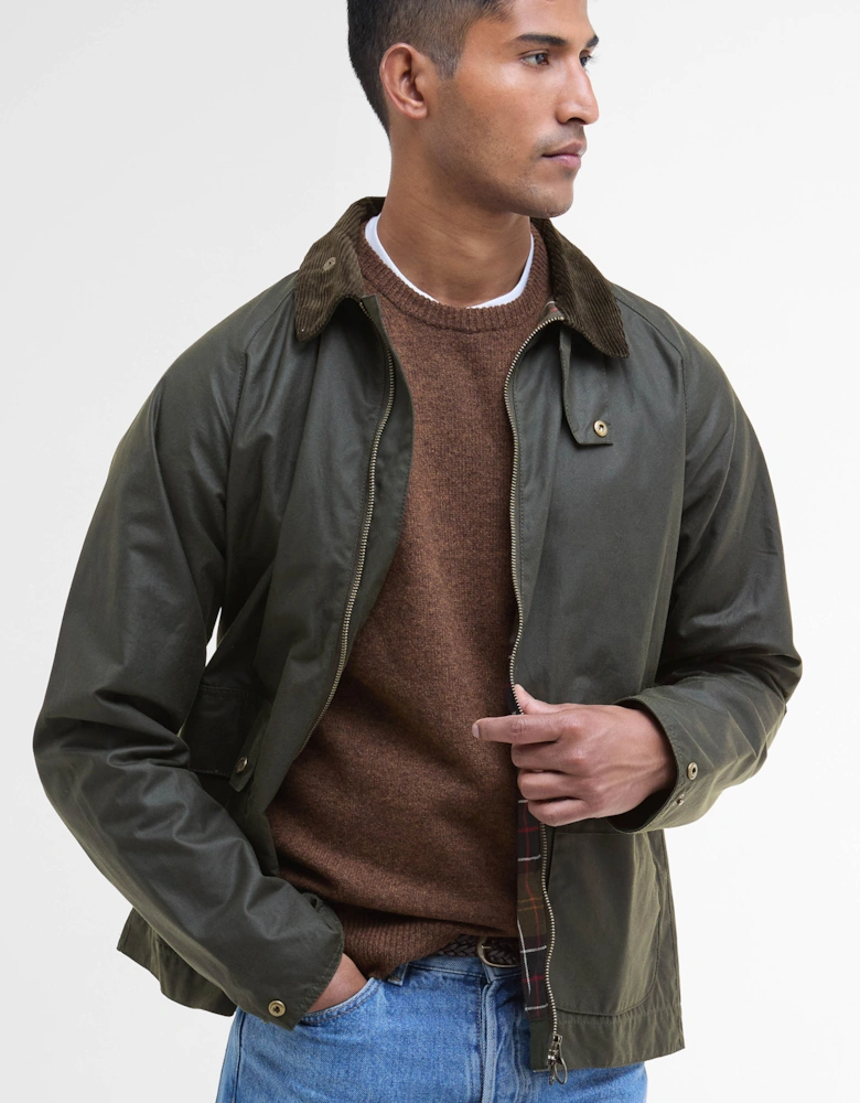 Short Bedale Mens Wax Jacket - Fern