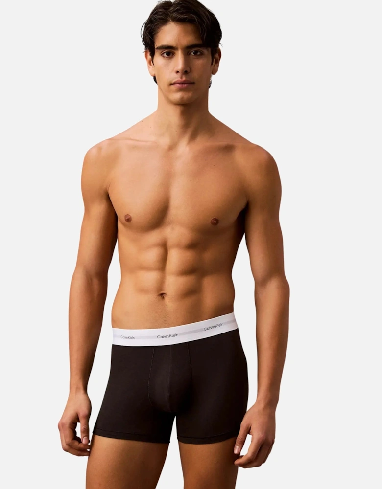 3-Pack CK Cotton Modal Boxer Trunks, Black/white