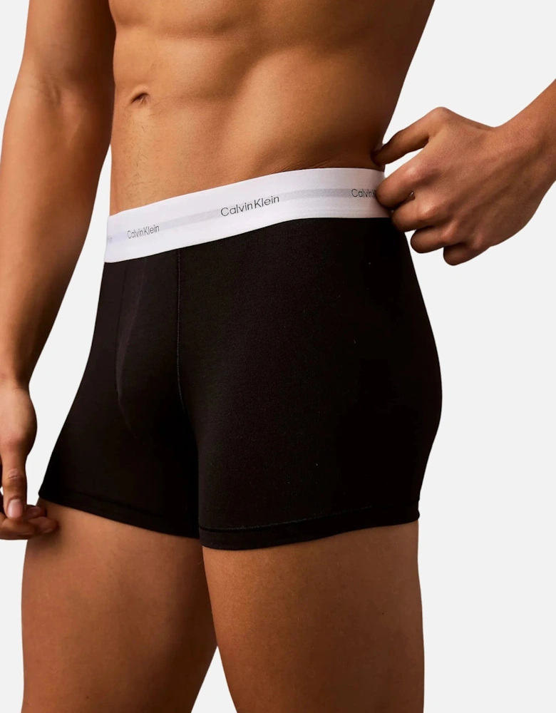 3-Pack CK Cotton Modal Boxer Trunks, Black/white