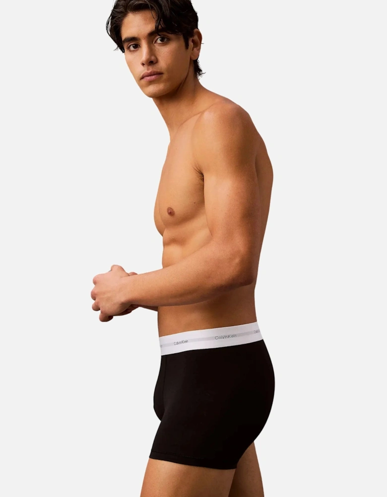3-Pack CK Cotton Modal Boxer Trunks, Black/white