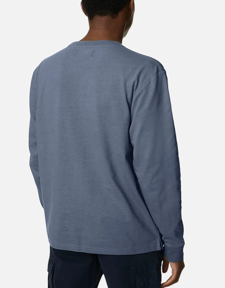 M&S Mens Long Sleeve T Shirt Pure Soft Cotton Crew Neck Oversized Fit Winter Tee