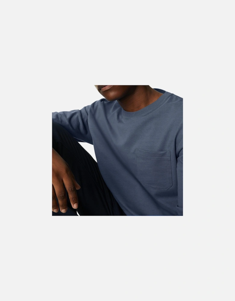M&S Mens Long Sleeve T Shirt Pure Soft Cotton Crew Neck Oversized Fit Winter Tee
