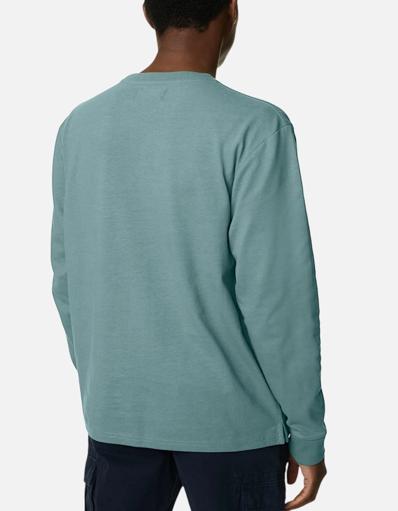 M&S Mens Long Sleeve T Shirt Pure Soft Cotton Crew Neck Oversized Fit Winter Tee