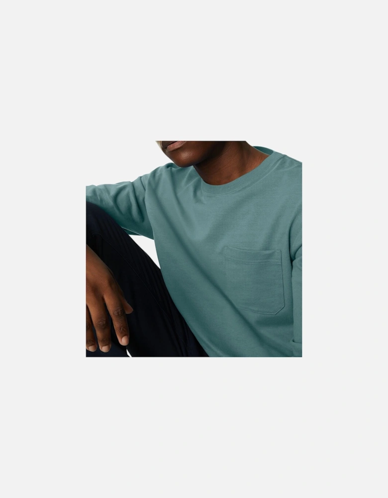 M&S Mens Long Sleeve T Shirt Pure Soft Cotton Crew Neck Oversized Fit Winter Tee