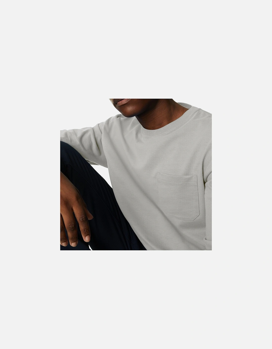 M&S Mens Long Sleeve T Shirt Pure Soft Cotton Crew Neck Oversized Fit Winter Tee