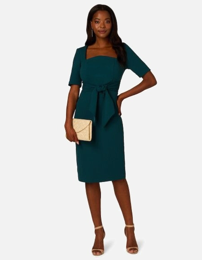 Crepe Tie Front Midi Dress