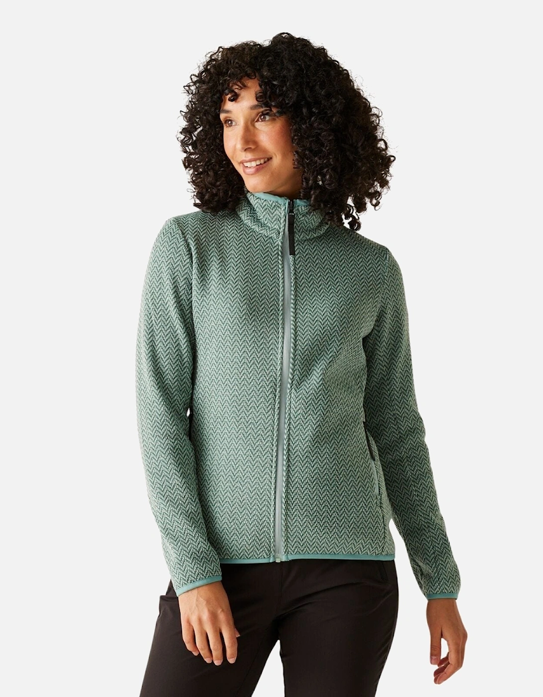 Womens Elzie Two-Tone Full Zip Fleece, 2 of 1