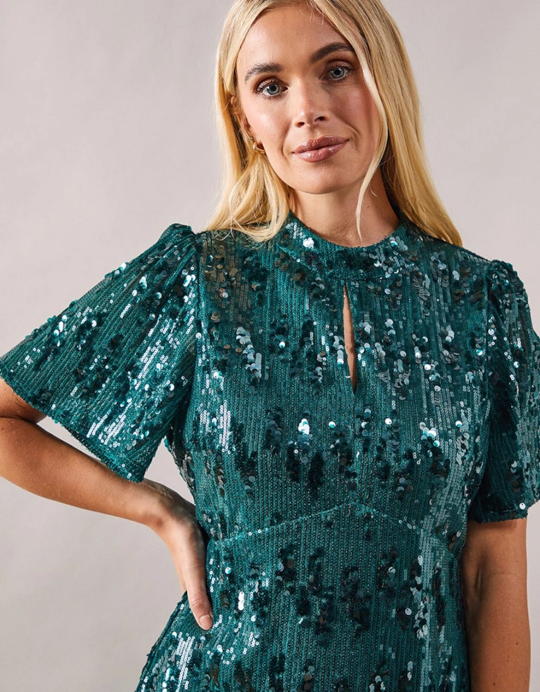 Petite Occasion Sequin High Neck Shift Dress