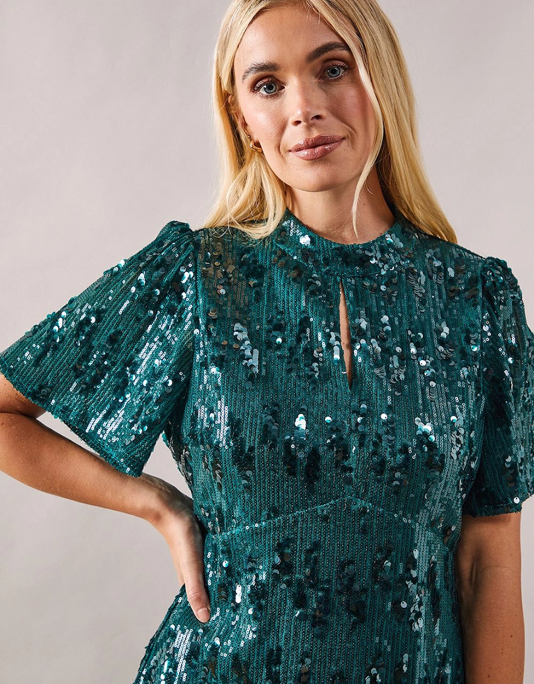 Petite Occasion Sequin High Neck Shift Dress, 2 of 1