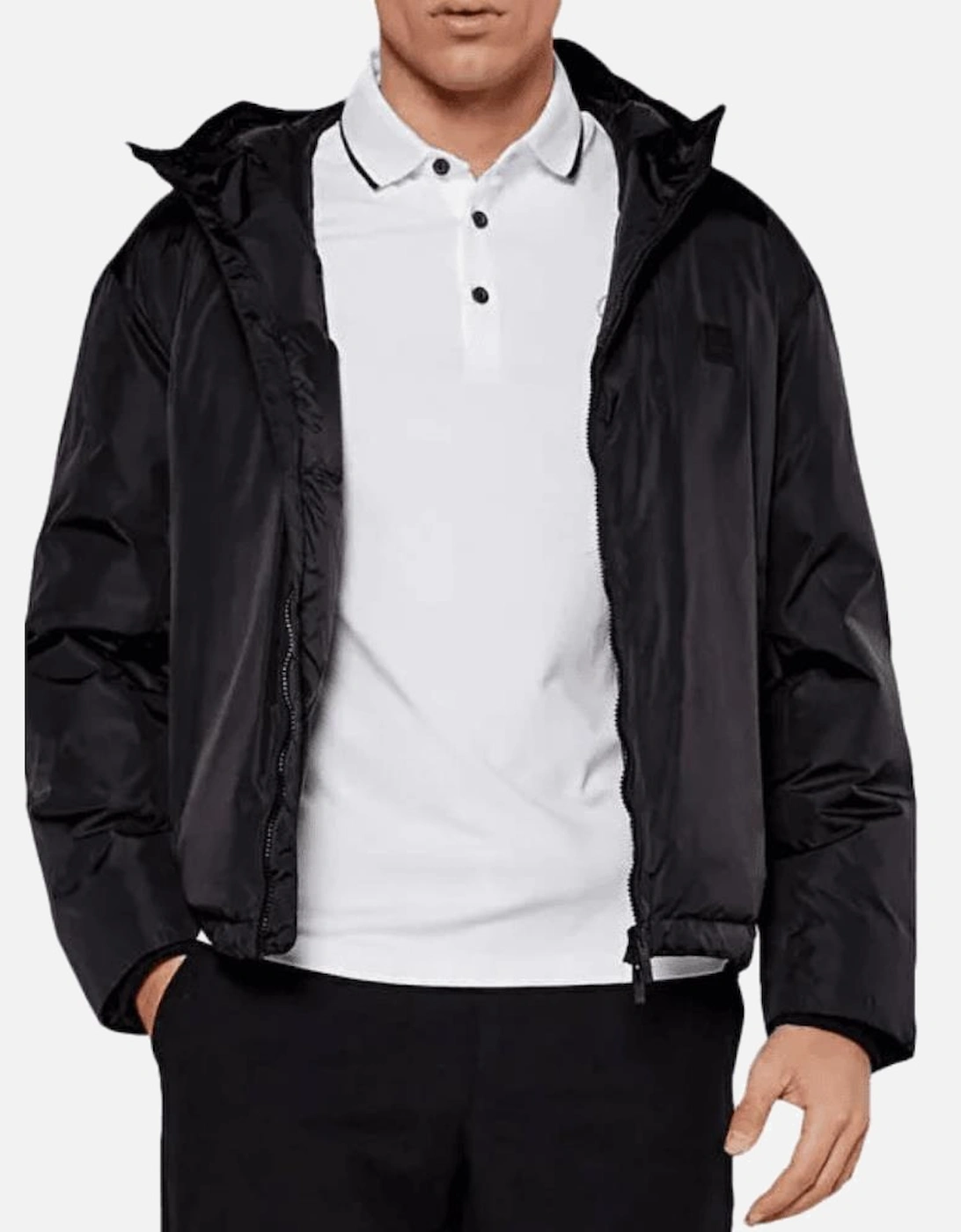 Nylon Zip Up Hooded Black Puffer Jacket, 4 of 3