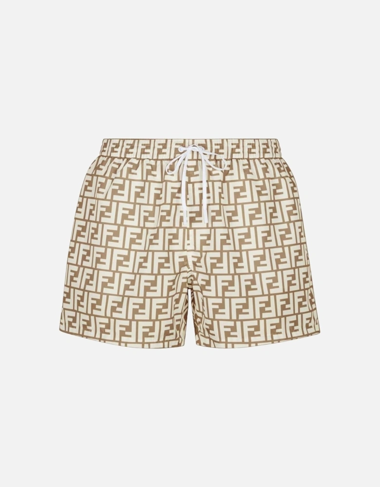 FF Motif Swim Shorts Brown