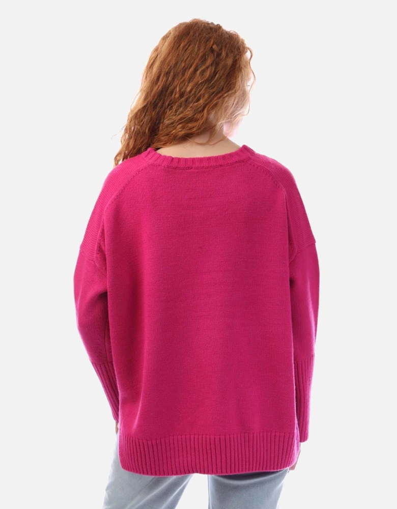 Varsity Logo Intarsia Crew Neck Knit Sweater