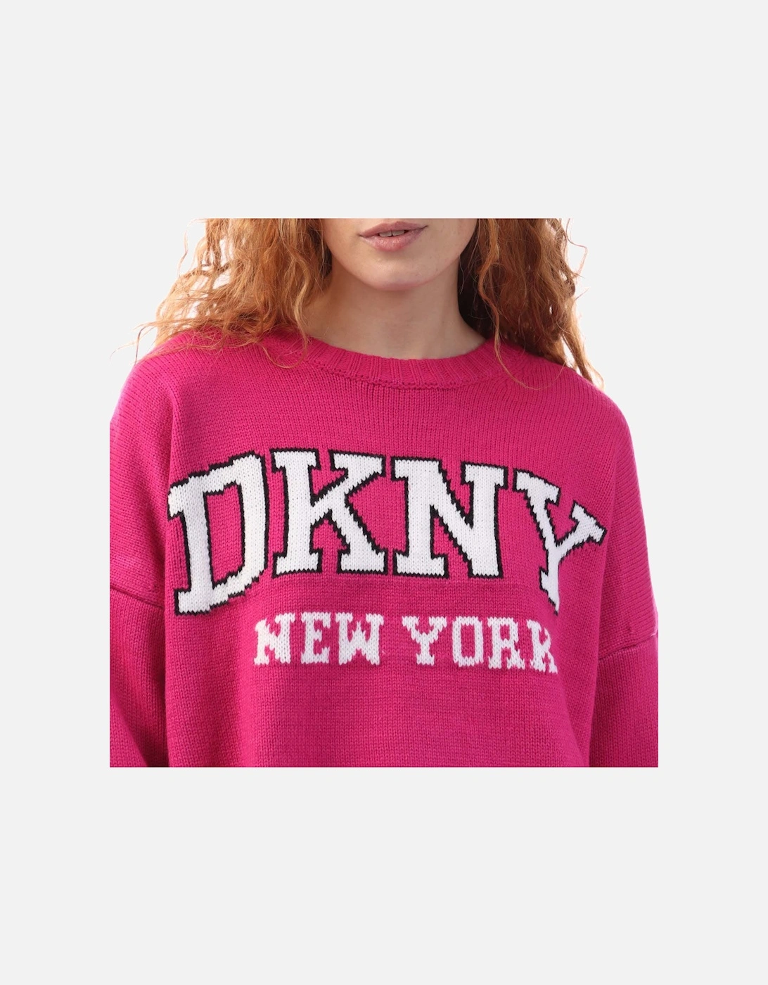 Varsity Logo Intarsia Crew Neck Knit Sweater