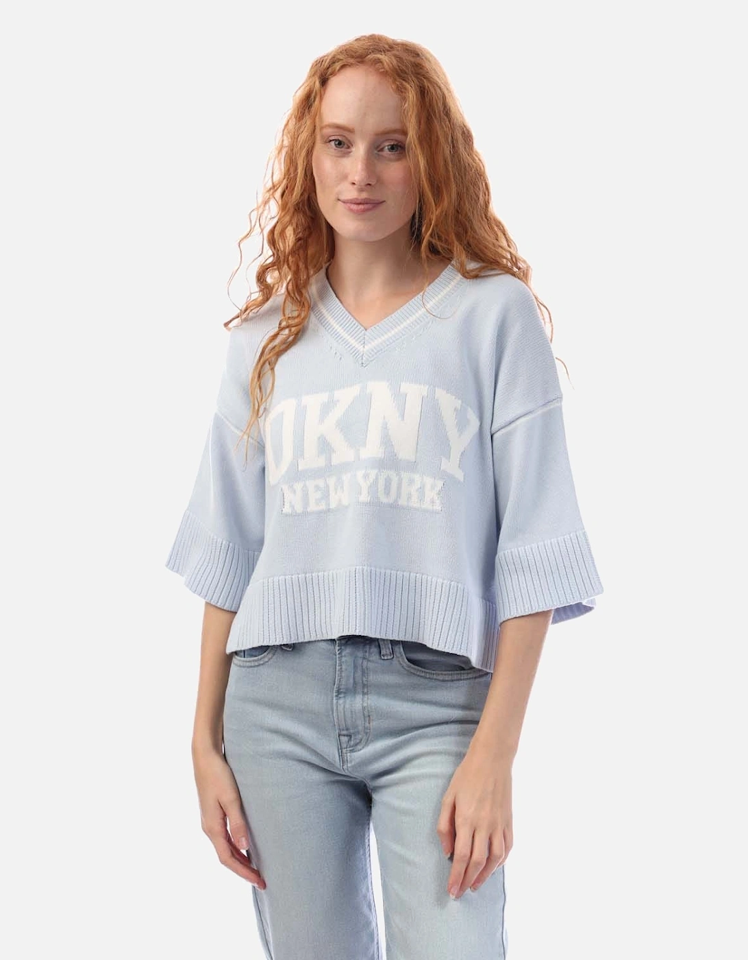 V-Neck Varsity Logo Knit Sweater, 5 of 4