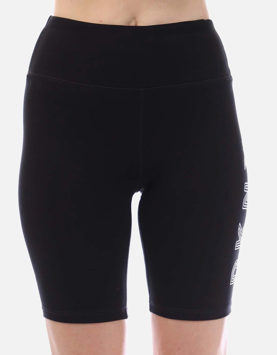 DKNY Women's Track Logo High Waist Exercise Shorts - Black/Multi - Size: 12