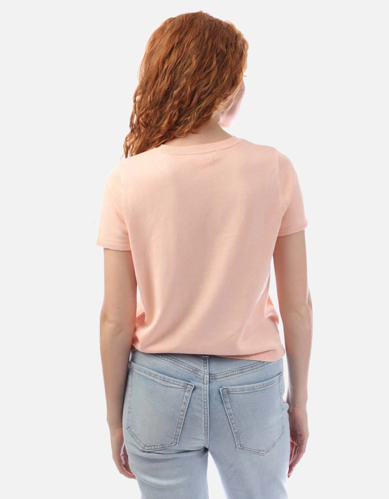 Short Sleeve Rhinestone Knit Sweater