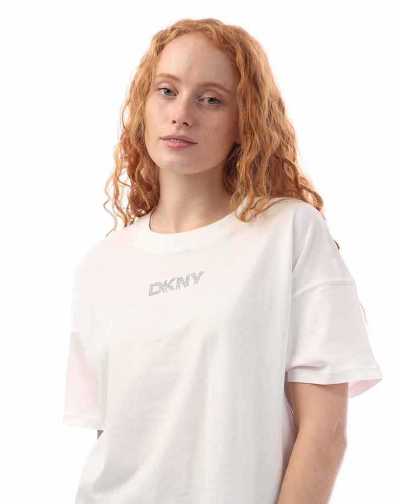 Rhinestone Logo Crop Ss T-Shirt