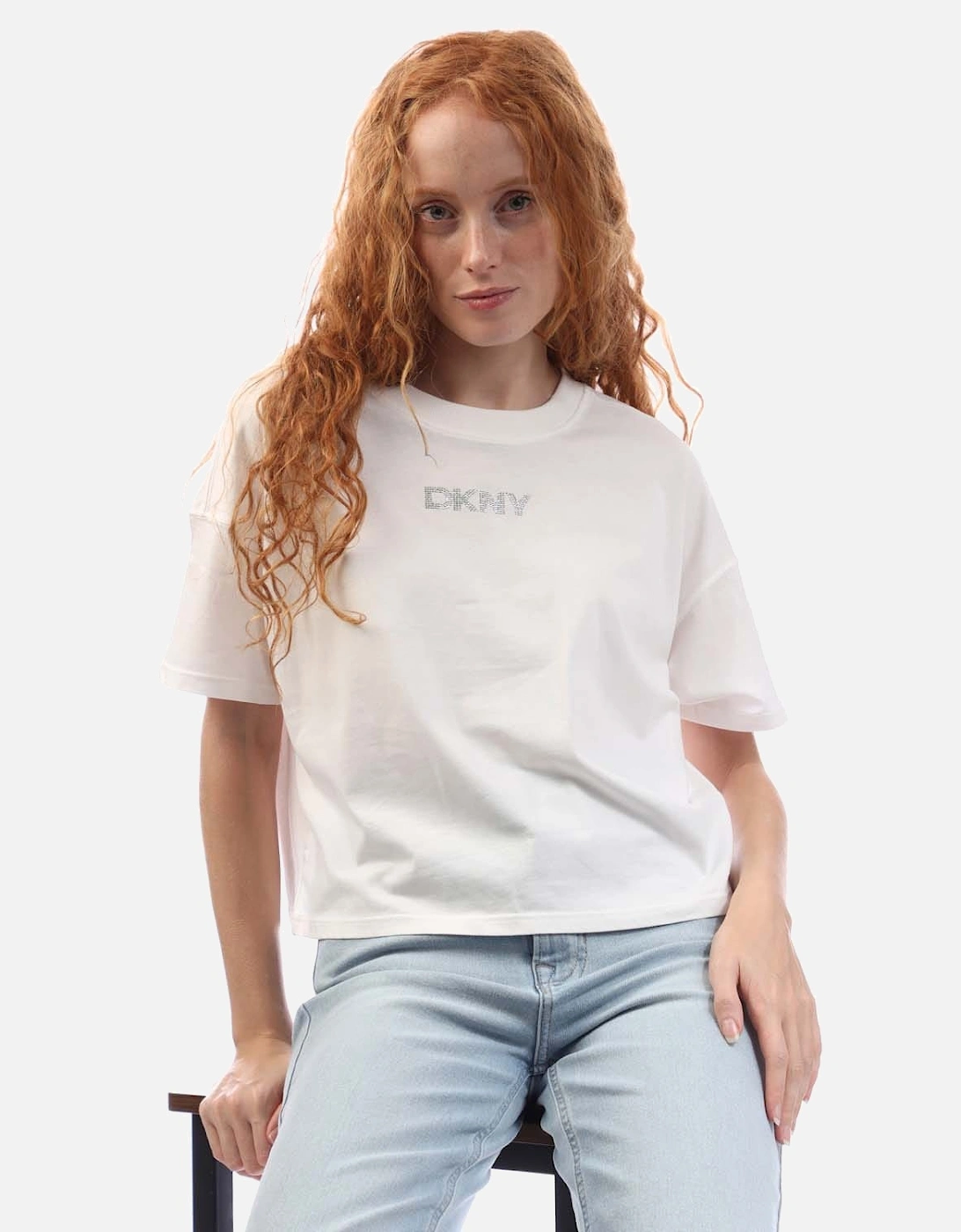 Rhinestone Logo Crop Ss T-Shirt