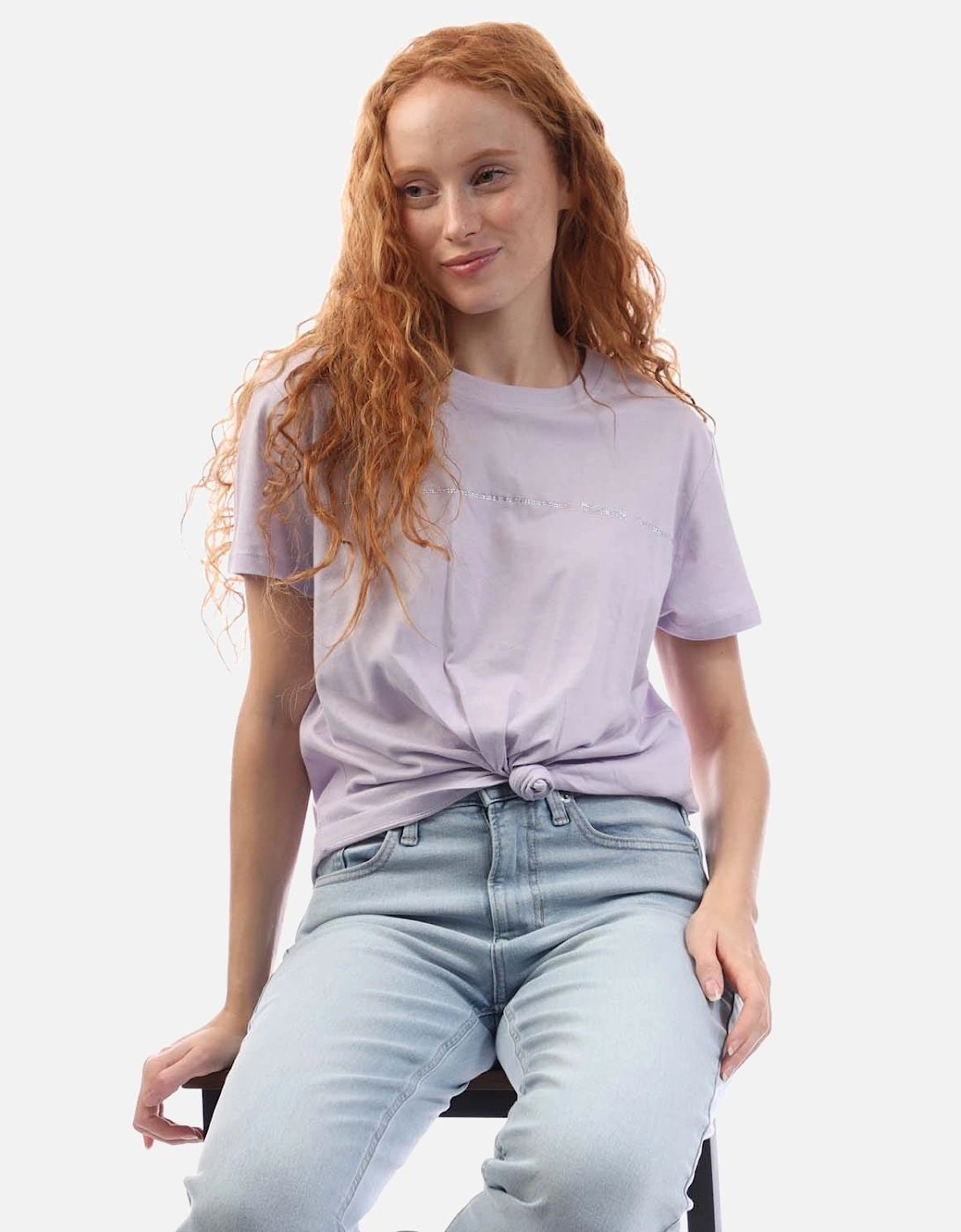Rhinestone Stripe Logo  T-Shirt
