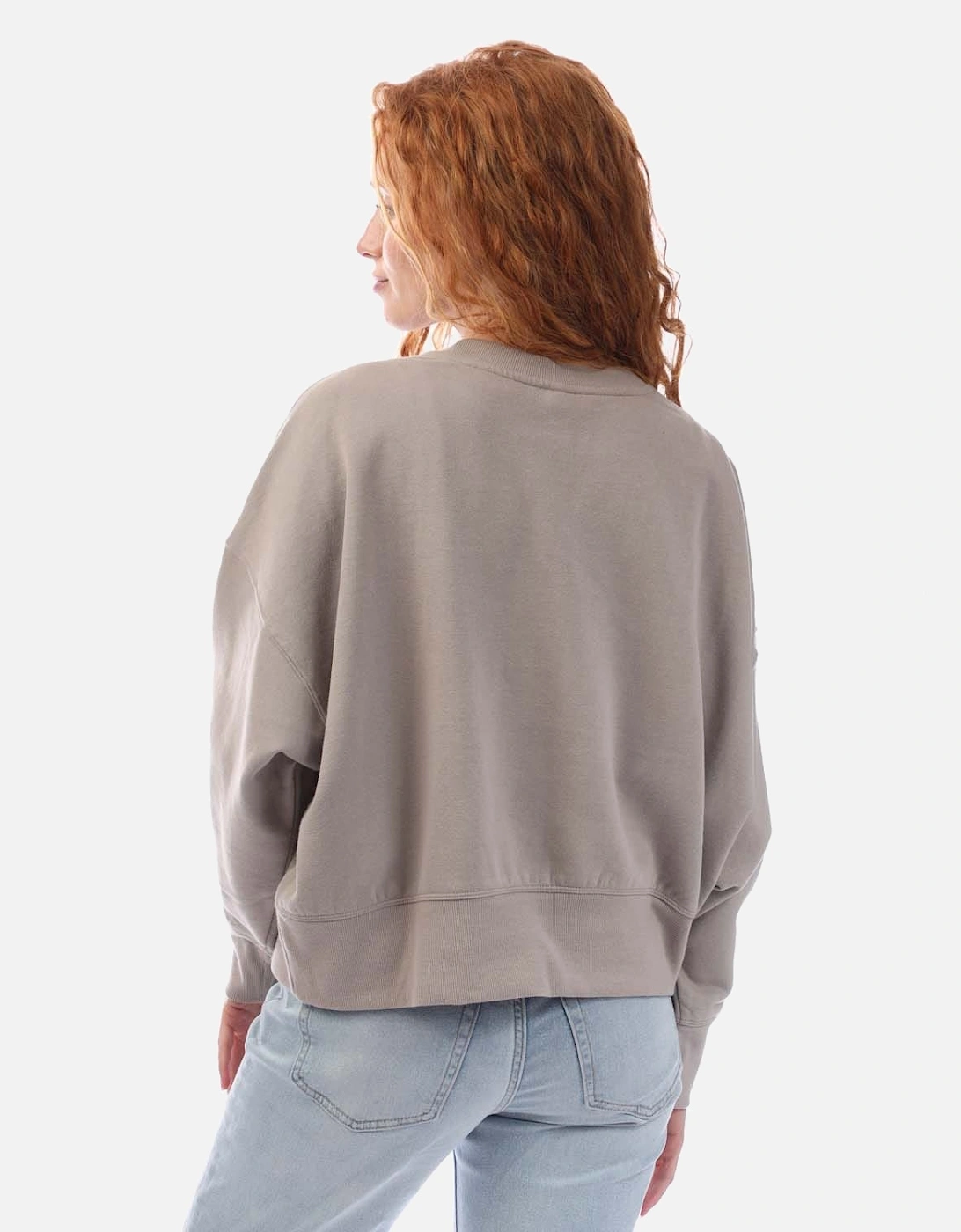 Mixed Rhinestone Stud Logo Crew Sweat Shirt