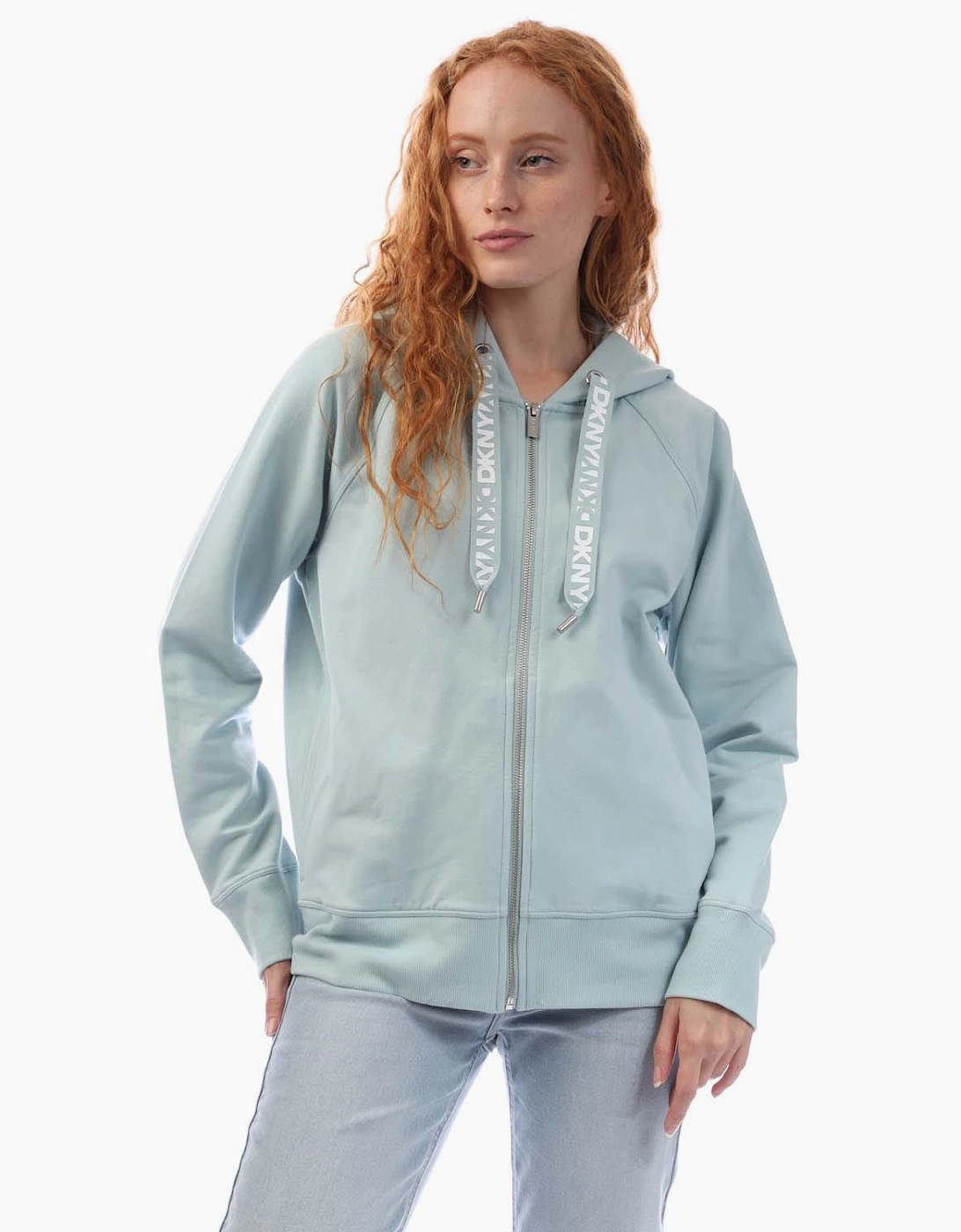 DKNY Women's Two Tone Logo Zip Sweat Jacket - Grey - Size: M