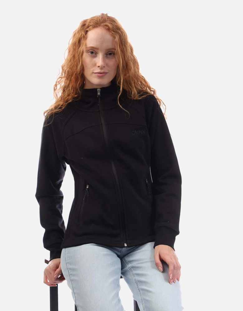 Embellished Logo Fitted Full Zip Hooded