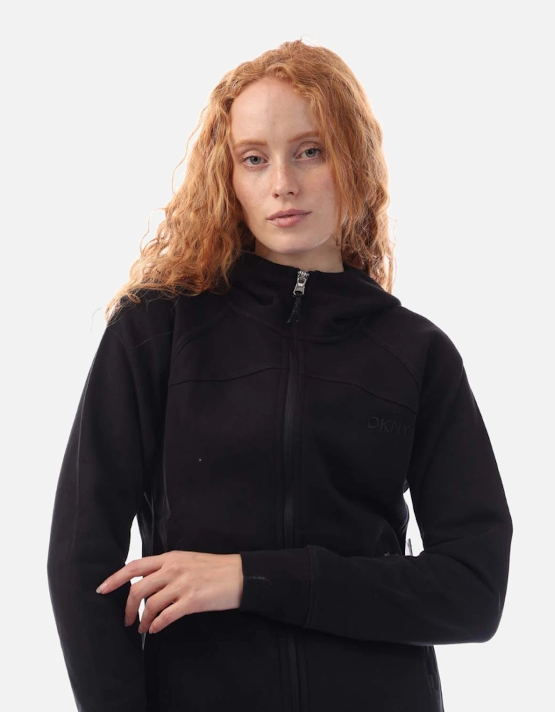 Embellished Logo Fitted Full Zip Hooded