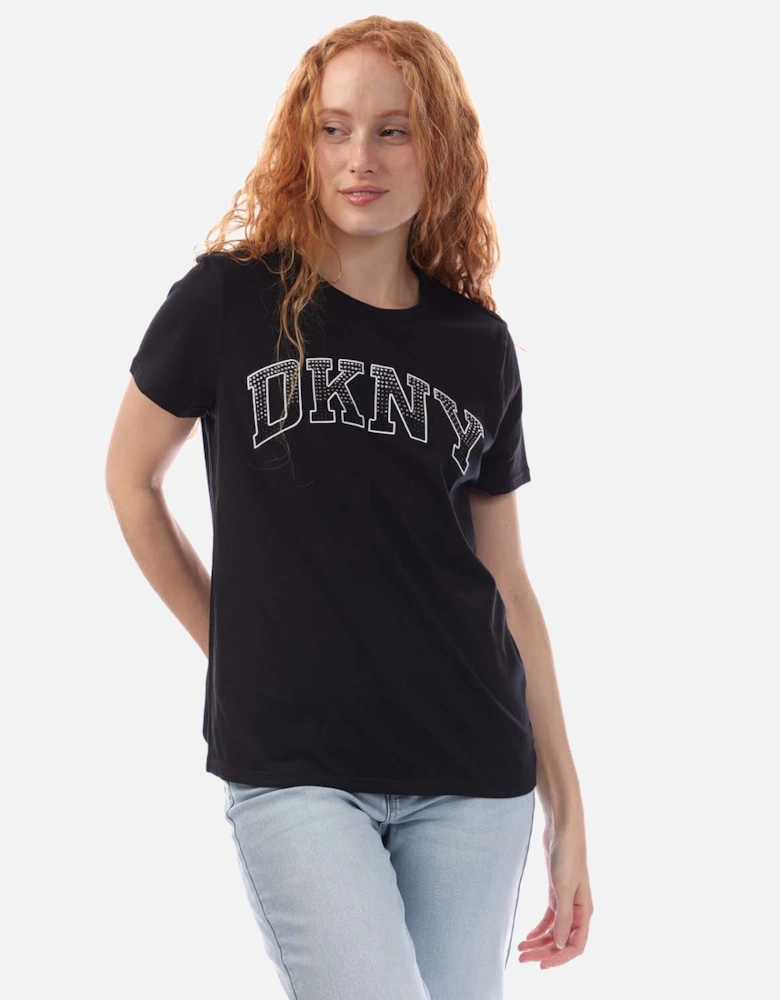 Arched Varsity Rhinestone Logo  T-Shirt