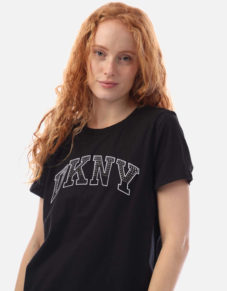 Arched Varsity Rhinestone Logo  T-Shirt