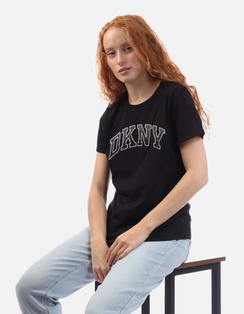 Arched Varsity Rhinestone Logo  T-Shirt