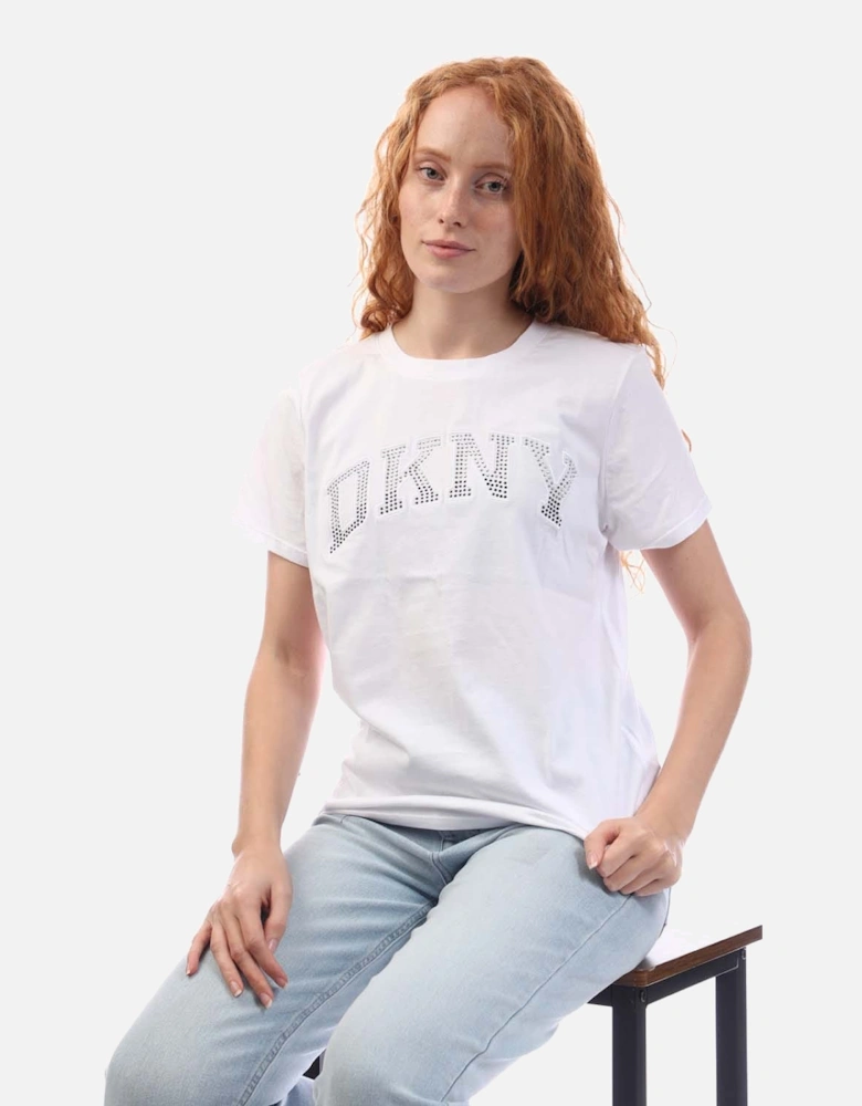 Arched Varsity Rhinestone Logo  T-Shirt