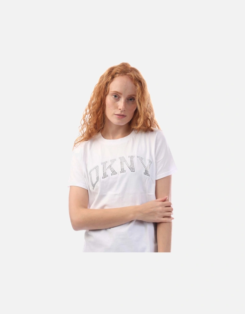 Arched Varsity Rhinestone Logo  T-Shirt