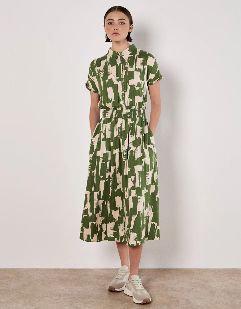 Brushstroke Squares Utility Midi Dress