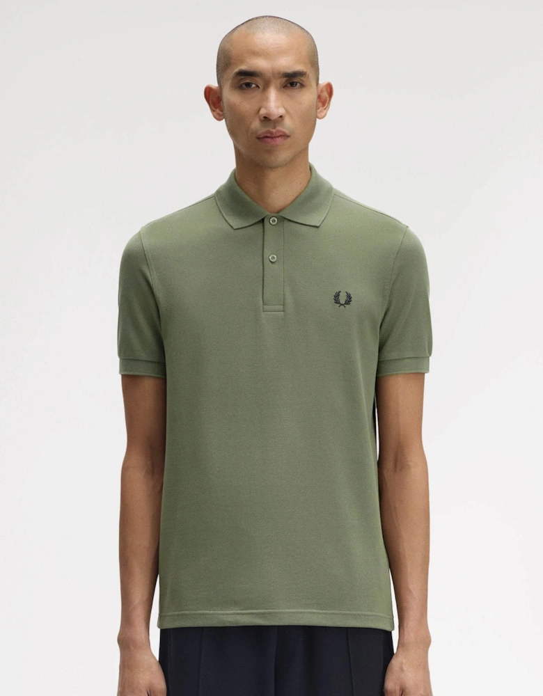 Mens Plain Signature Polo Shirt - Laurel Wreath Green/Black/Black Z50