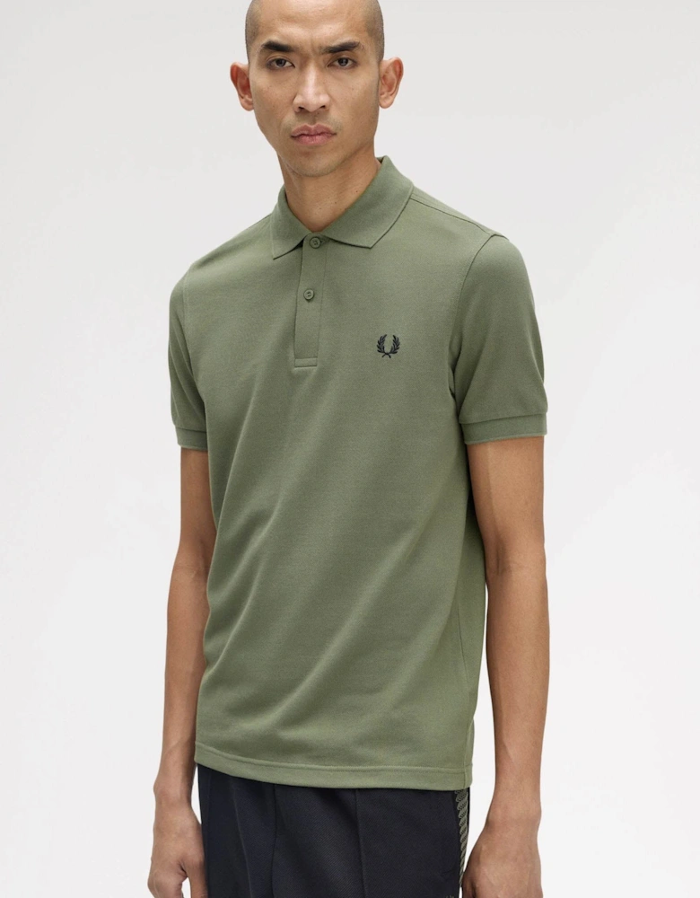Mens Plain Signature Polo Shirt - Laurel Wreath Green/Black/Black Z50