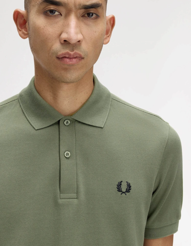 Mens Plain Signature Polo Shirt - Laurel Wreath Green/Black/Black Z50