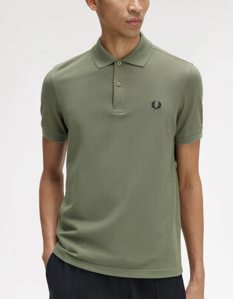 Mens Plain Signature Polo Shirt - Laurel Wreath Green/Black/Black Z50