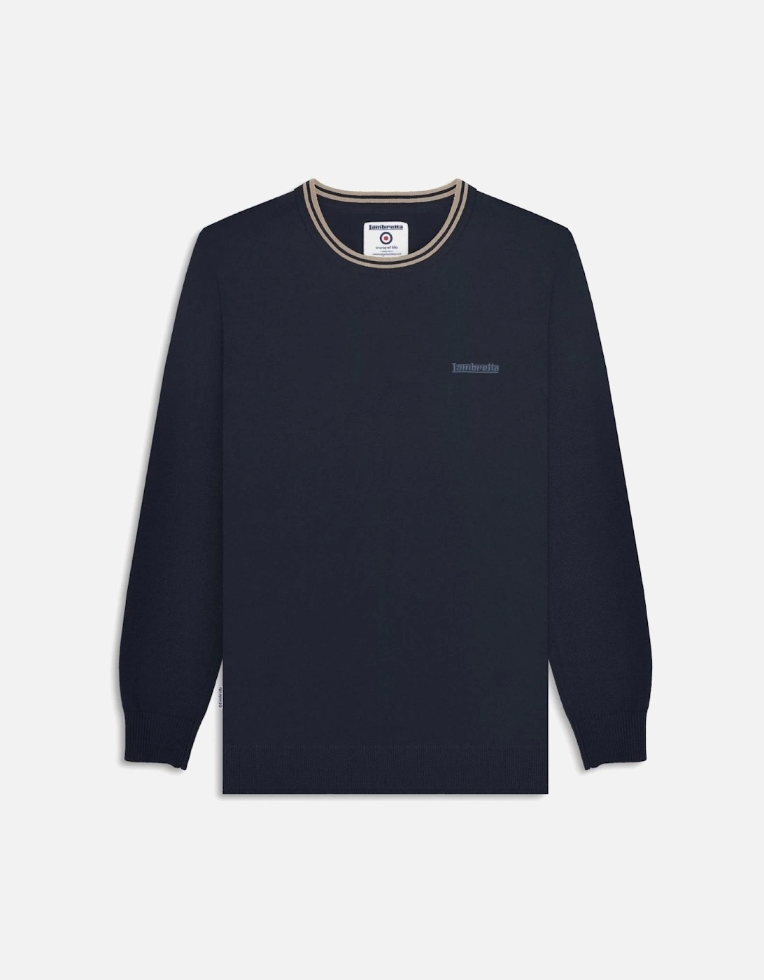 Mens Knitted Tipped Long Sleeve Jumper, 2 of 1